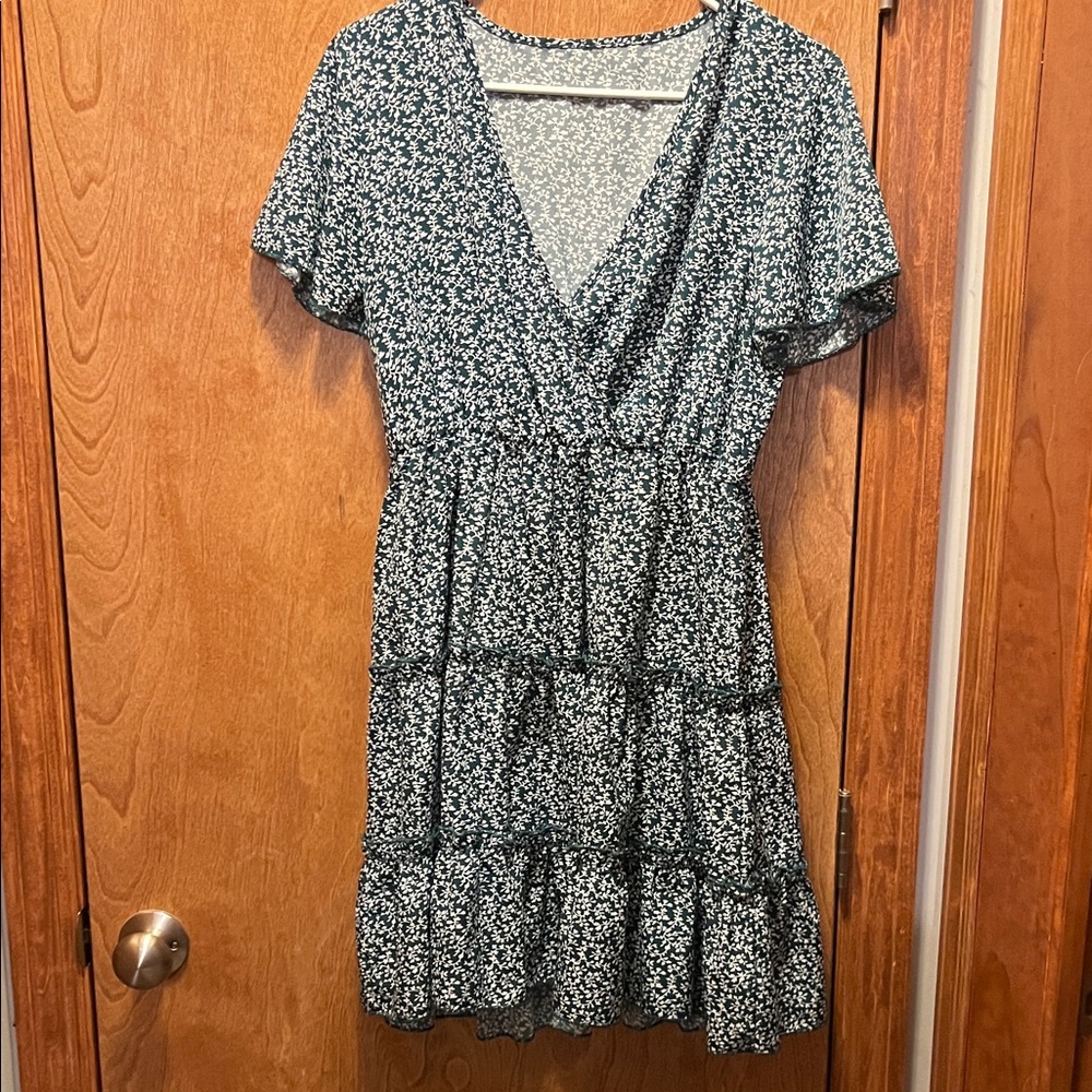 Floral Green and White Women's Dress
